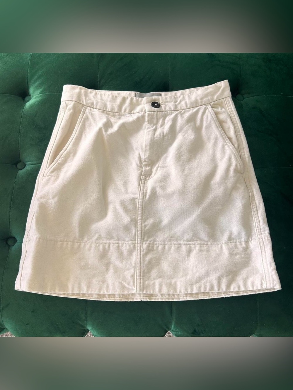Everlane Cream Mini Skirt with Front Pockets